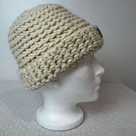Gibou Hat Toque Adult Knit Cream Cozy Winter Warm Gift Chunky Knit Fall - Picture 2 of 8
